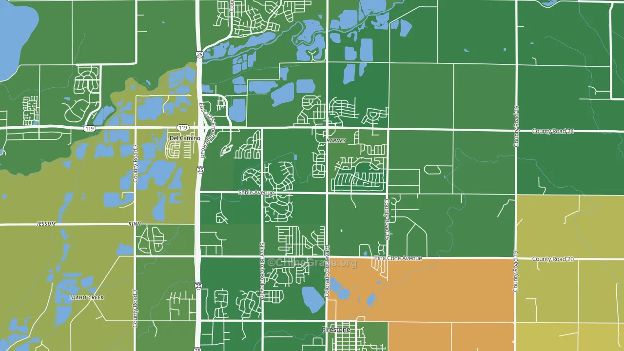 Firestone, CO Map of Vandalism Rates