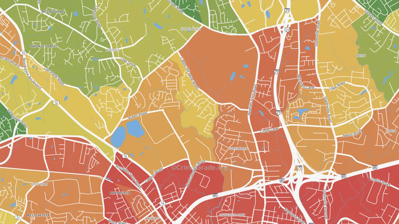 Firestone-Garden Park, Charlotte, NC Map of Vandalism Rates