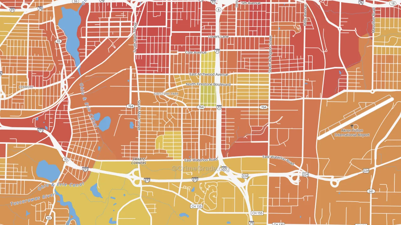 Firestone Park, Akron, OH Map of Vandalism Rates