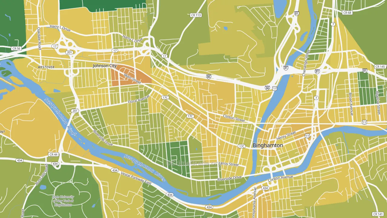 First Ward, Binghamton, NY Map of Vandalism Rates