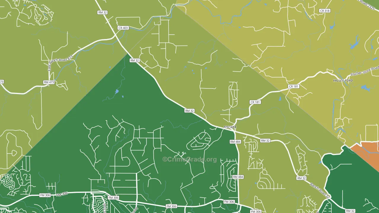 Fischer, TX Map of Vandalism Rates