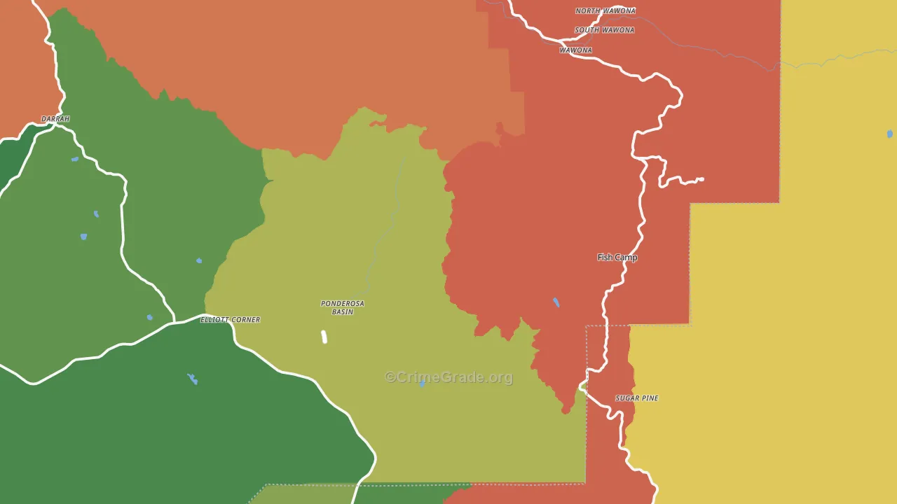 Fish Camp, CA Map of Vandalism Rates