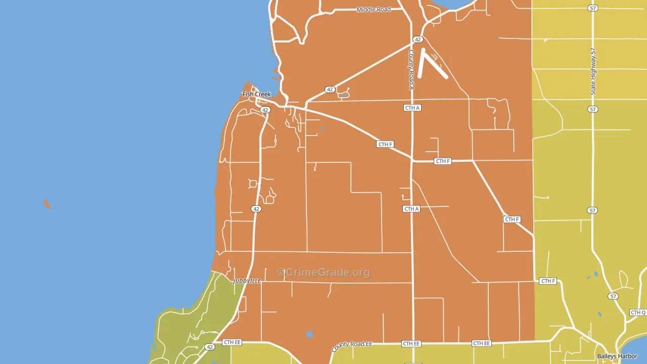 Fish Creek, WI Map of Vandalism Rates