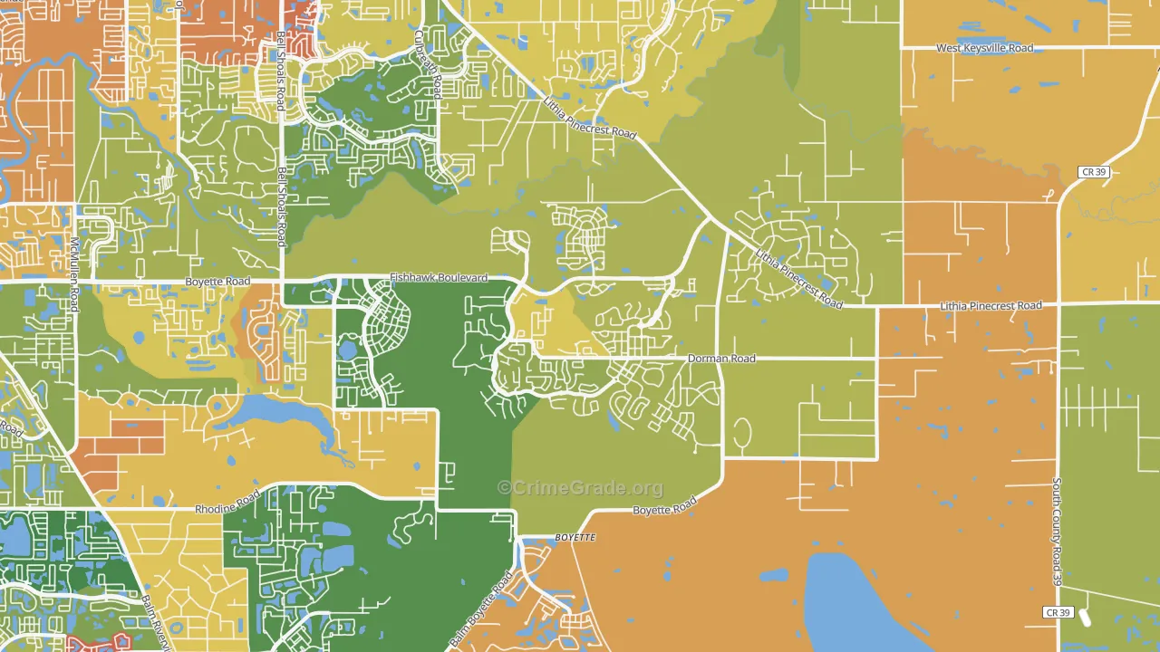 Fish Hawk, FL Map of Vandalism Rates
