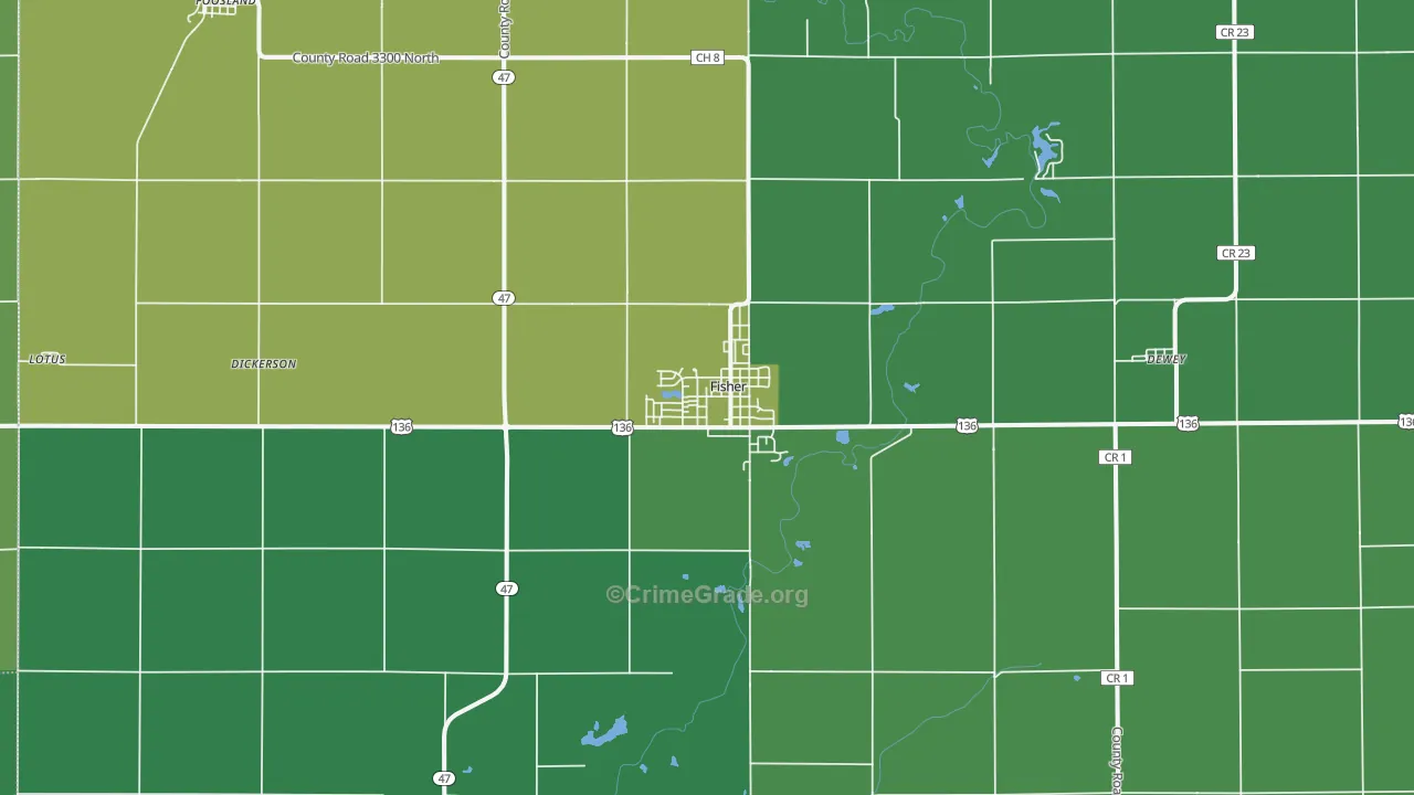 Fisher, IL Map of Vandalism Rates
