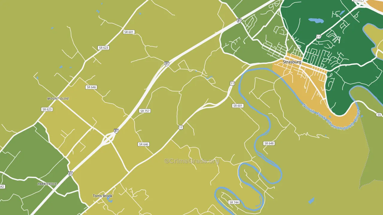 Fishers Hill, VA Map of Vandalism Rates