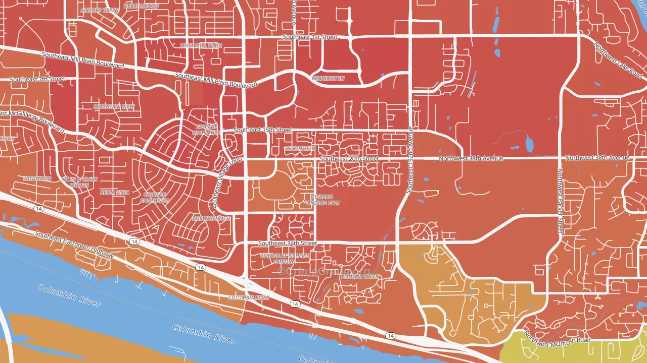 Fishers Landing East, Vancouver, WA Map of Vandalism Rates