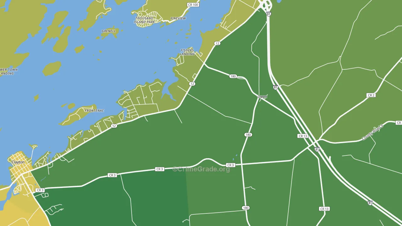 Fishers Landing, NY Map of Vandalism Rates