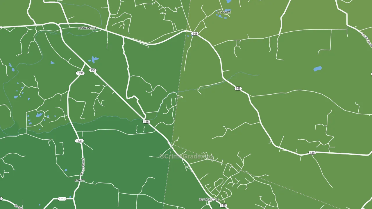 Fisherville, KY Map of Vandalism Rates