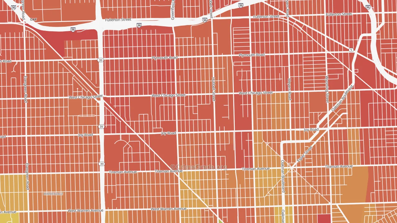 Fishkorn, Detroit, MI Map of Vandalism Rates