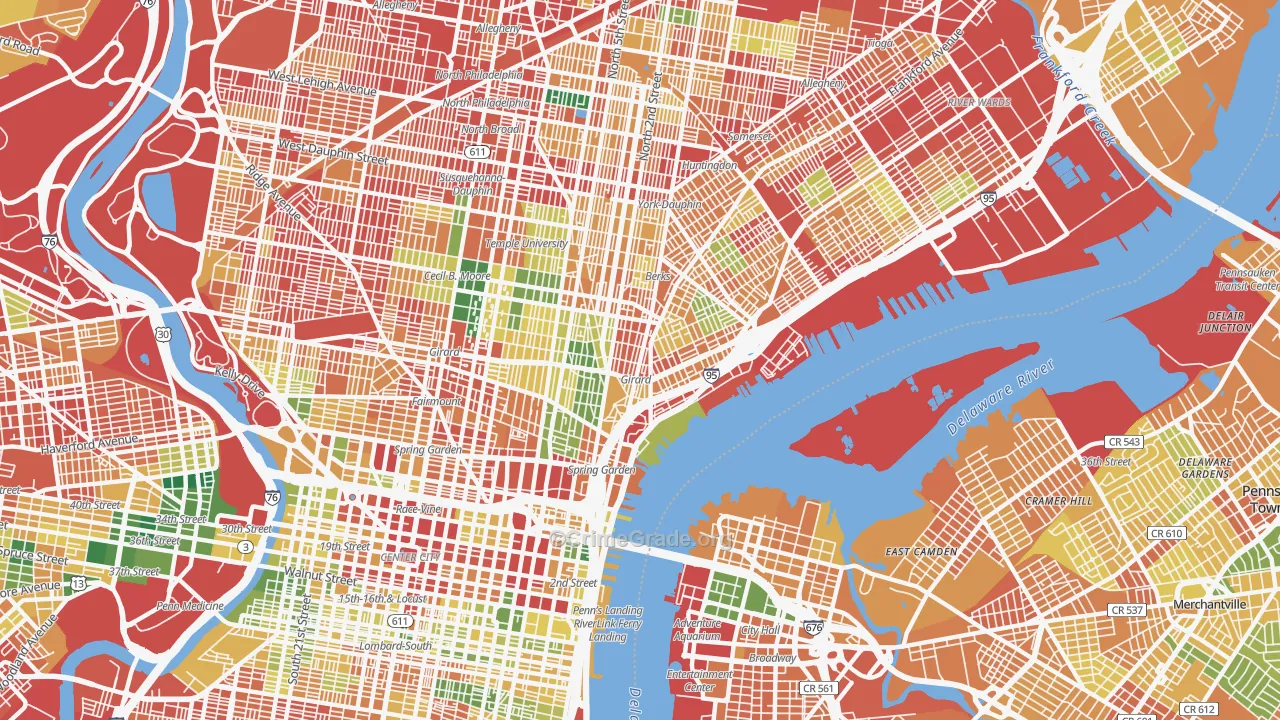 Fishtown, Philadelphia, PA Map of Vandalism Rates