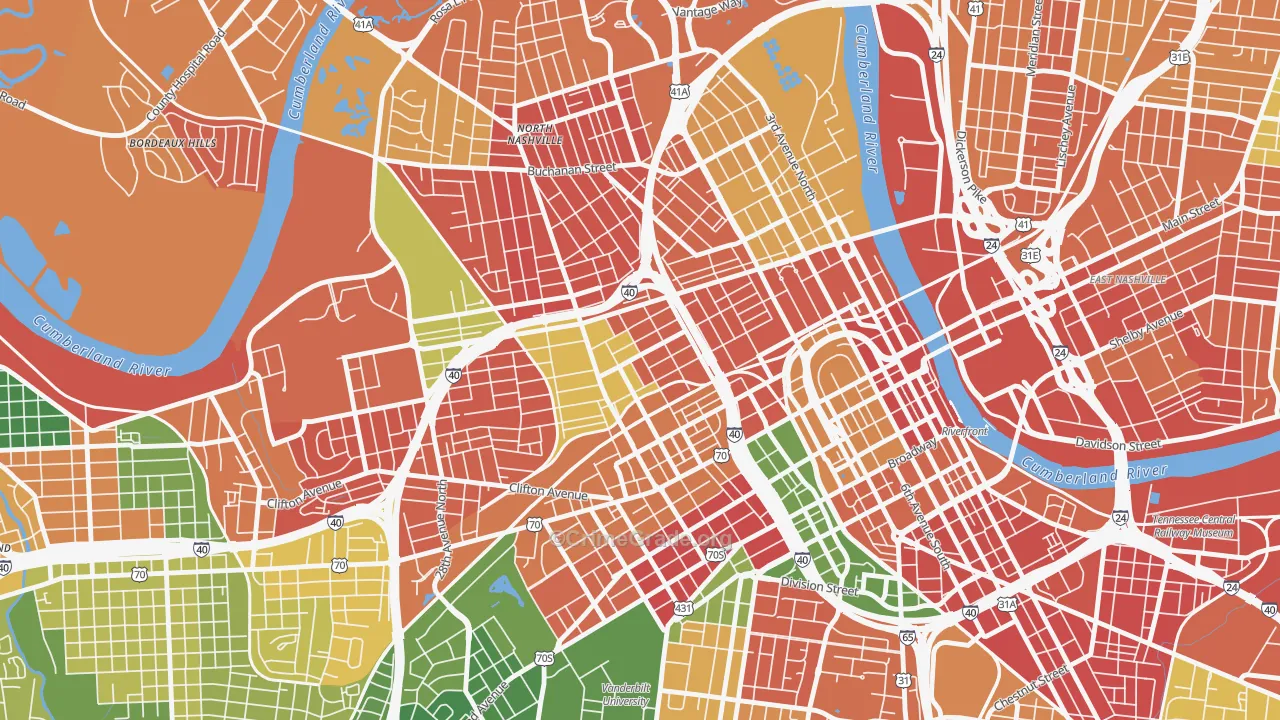 Fisk-Meharry, Nashville, TN Map of Vandalism Rates
