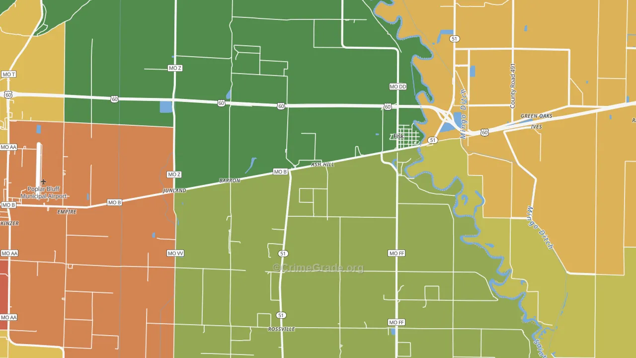 Fisk, MO Map of Vandalism Rates