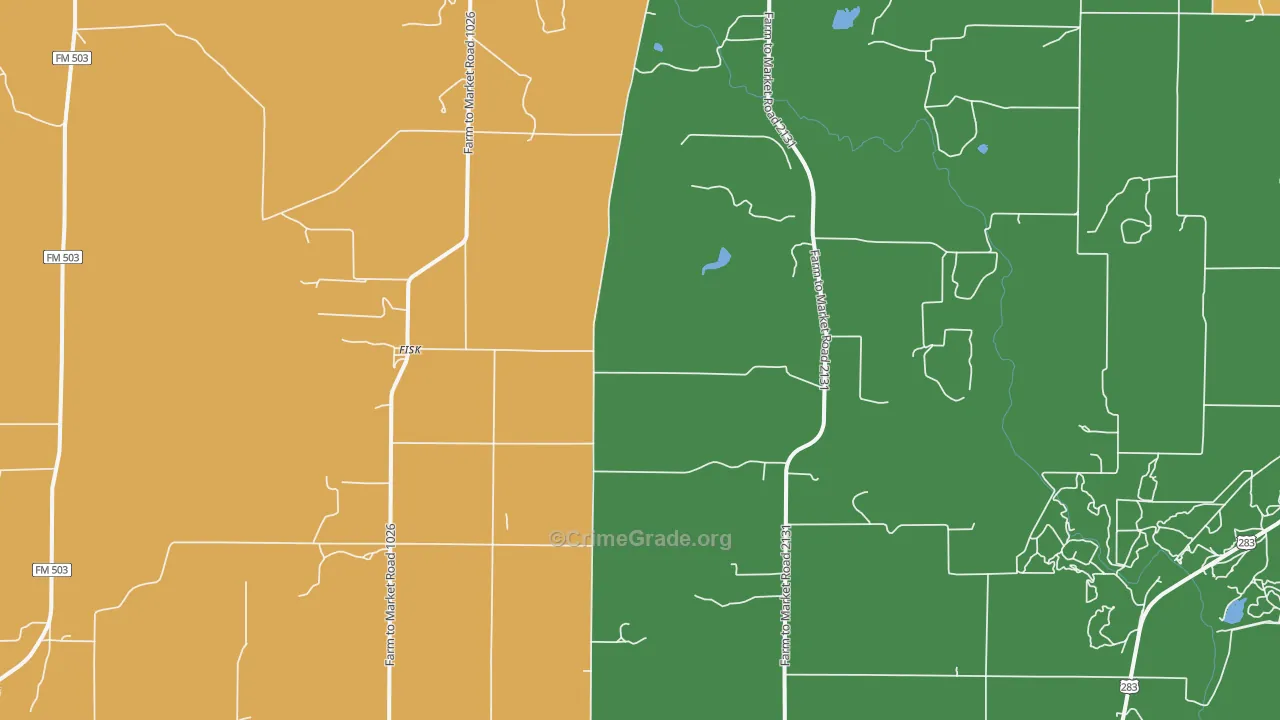 Fisk, TX Map of Vandalism Rates