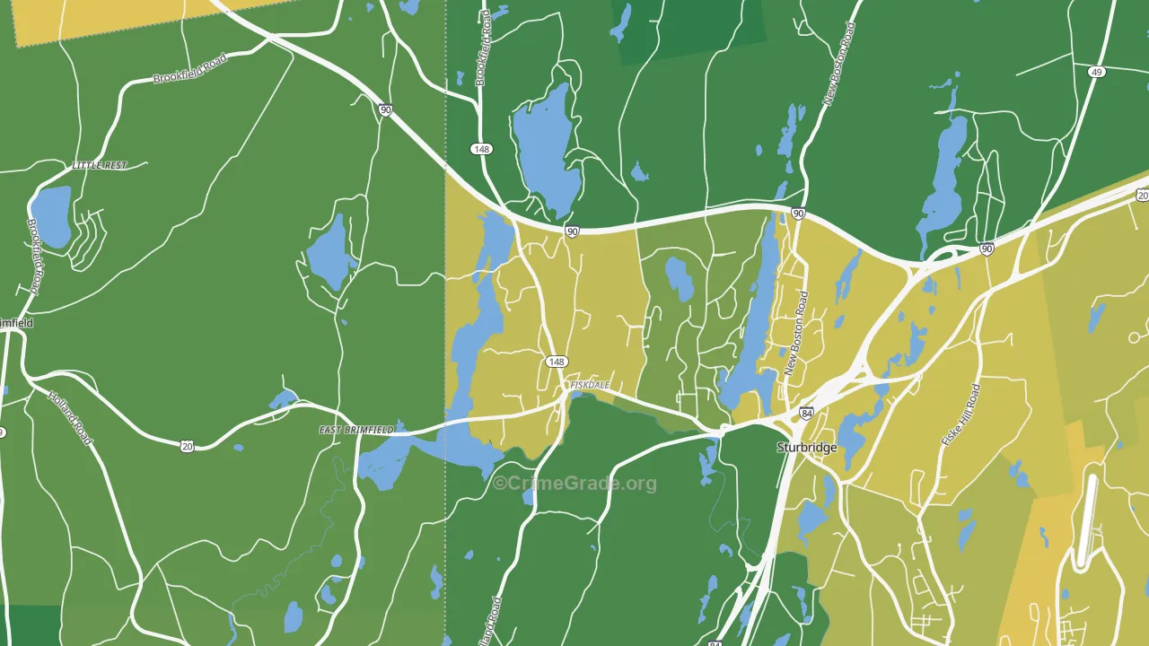 Fiskdale, MA Map of Vandalism Rates