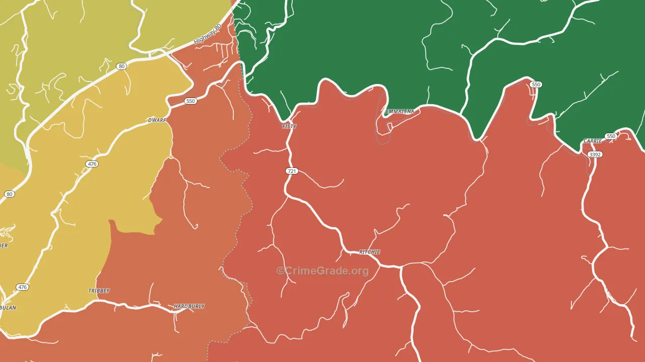 Fisty, KY Map of Vandalism Rates