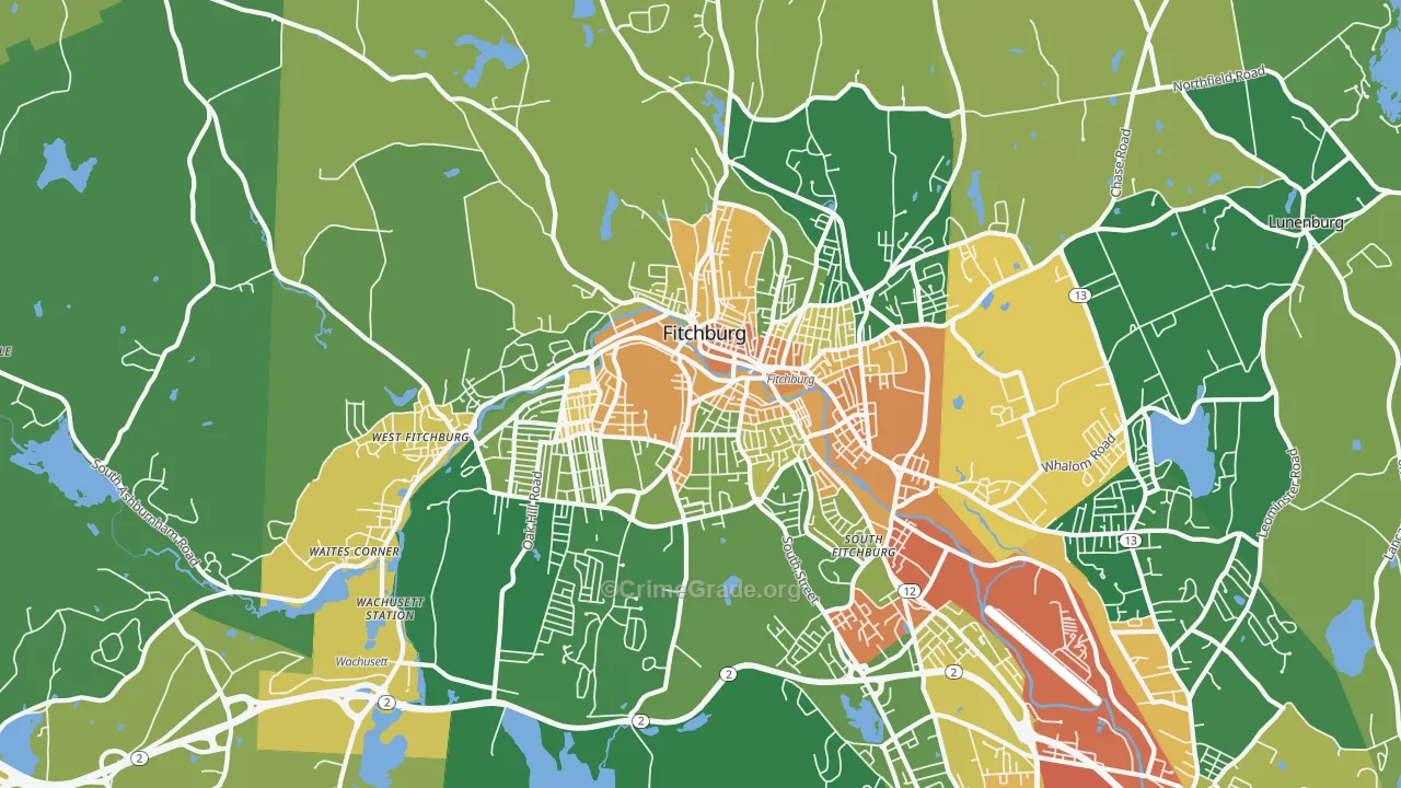 Fitchburg, MA Map of Vandalism Rates