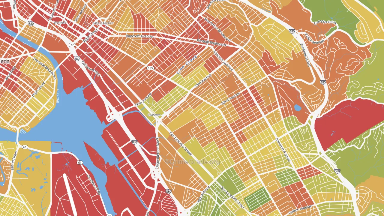 Fitchburg, Oakland, CA Map of Vandalism Rates