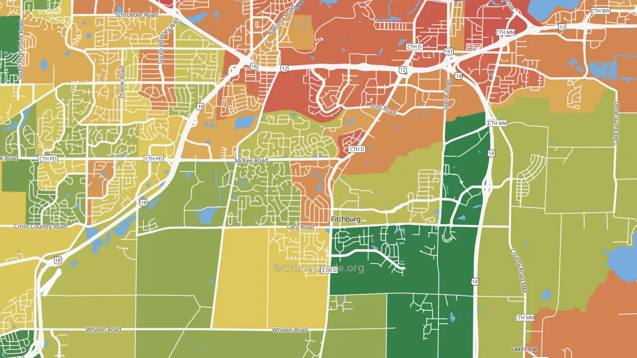 Fitchburg, WI Map of Vandalism Rates