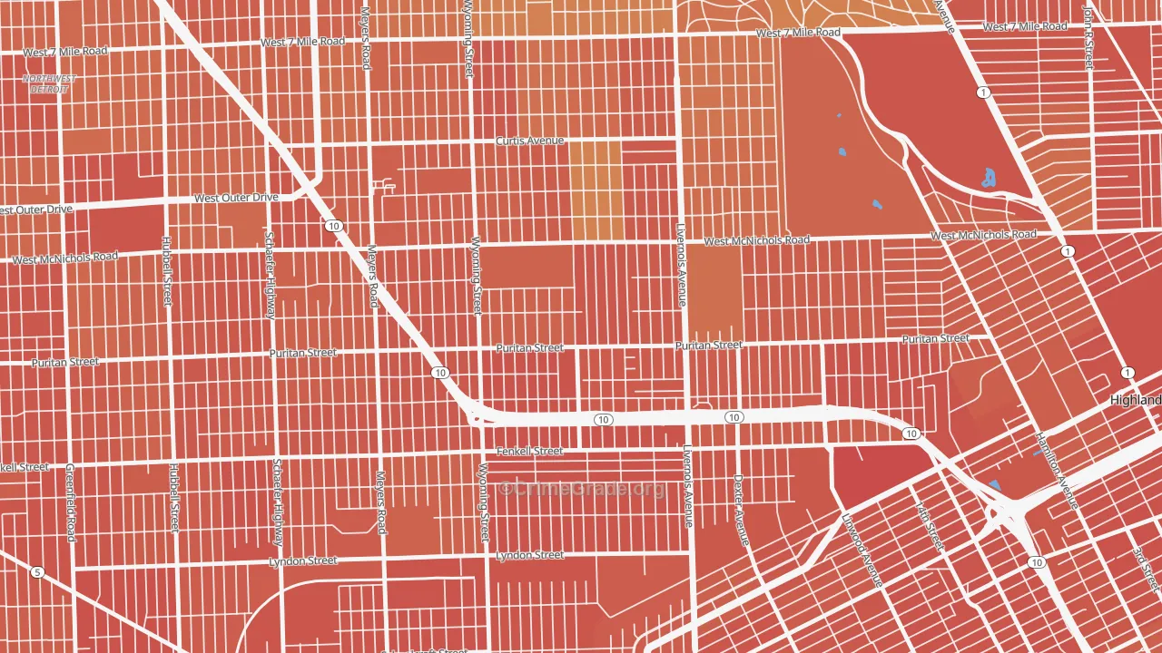 Fitzgerald, Detroit, MI Map of Vandalism Rates