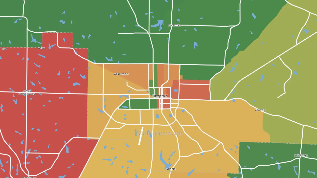 Fitzgerald, GA Map of Vandalism Rates
