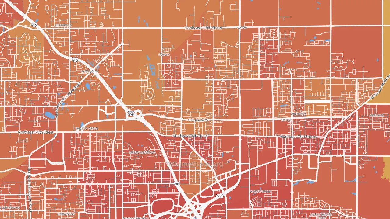 Five Corners, WA Map of Vandalism Rates