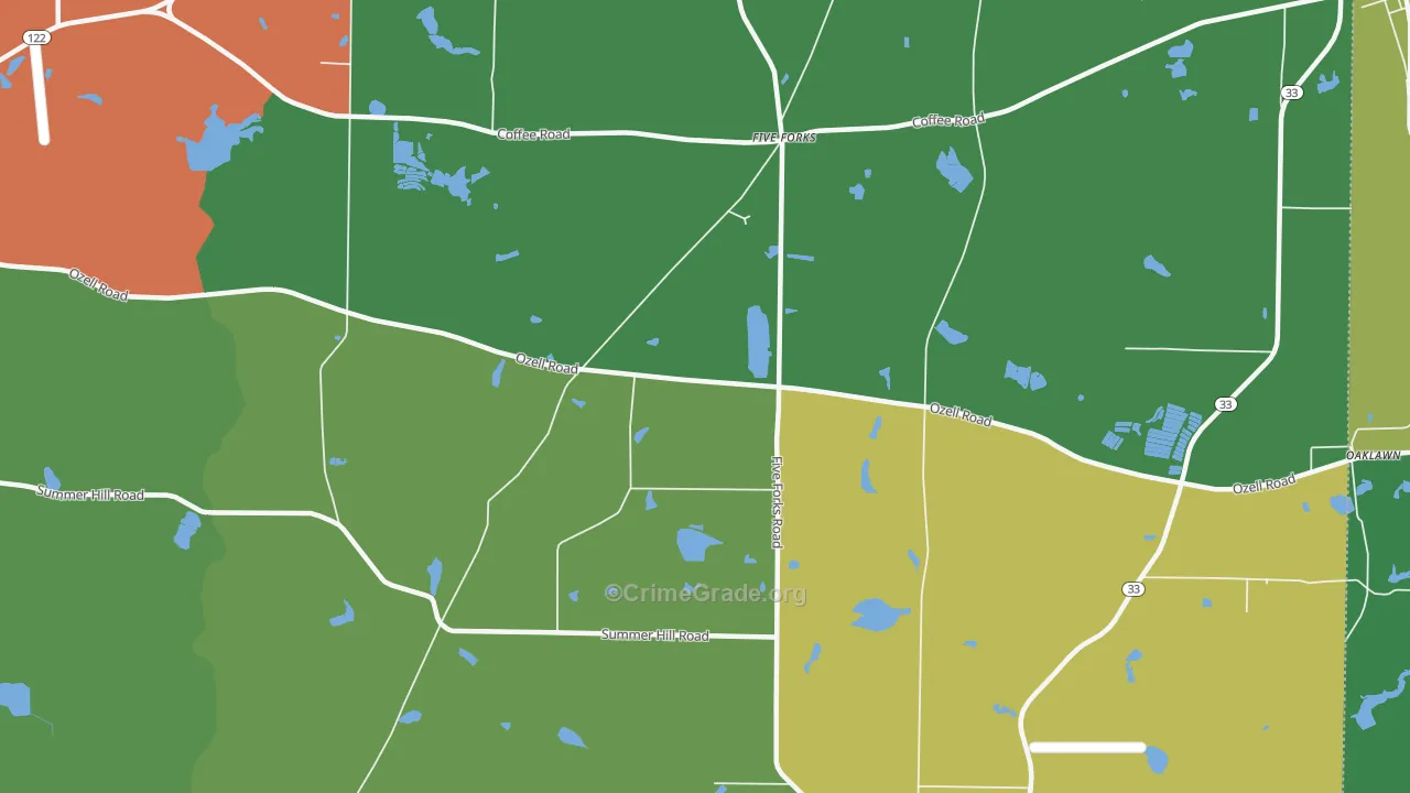 Five Forks, GA Map of Vandalism Rates
