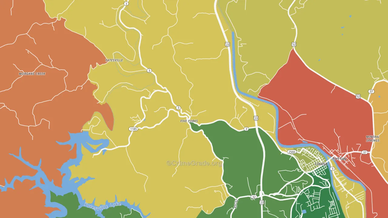 Five Forks, KY Map of Vandalism Rates