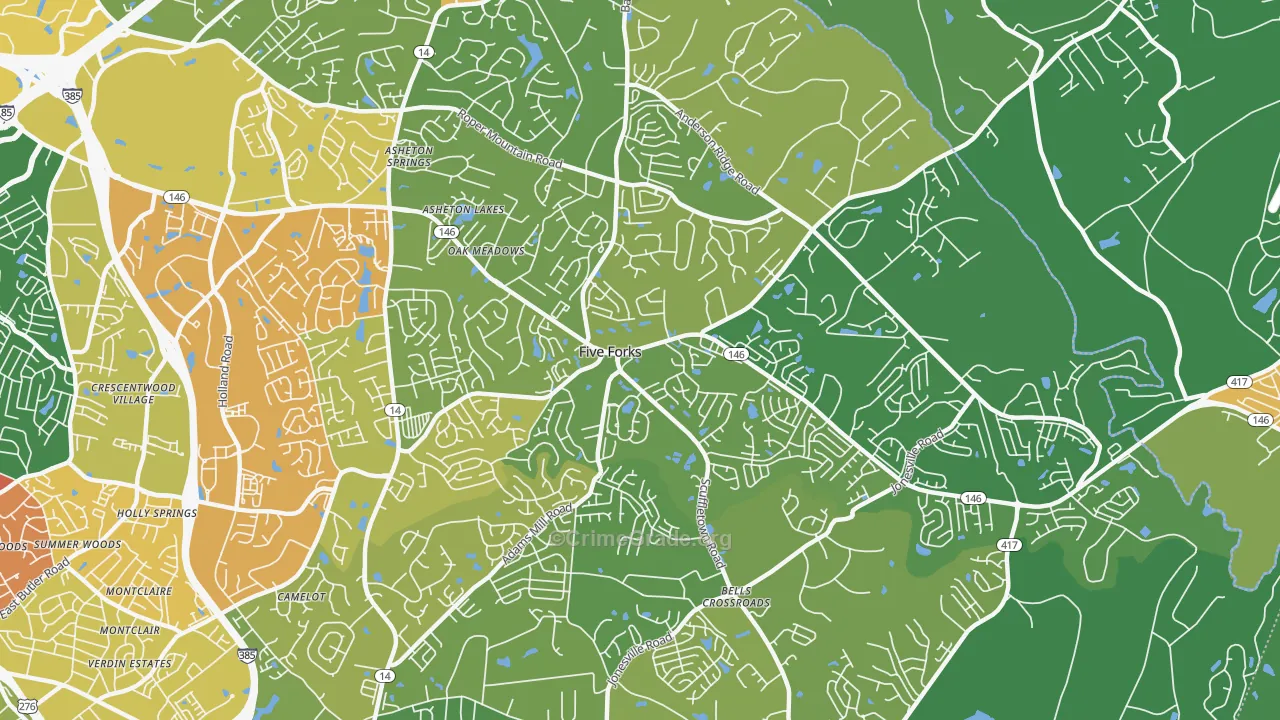 Five Forks, SC Map of Vandalism Rates