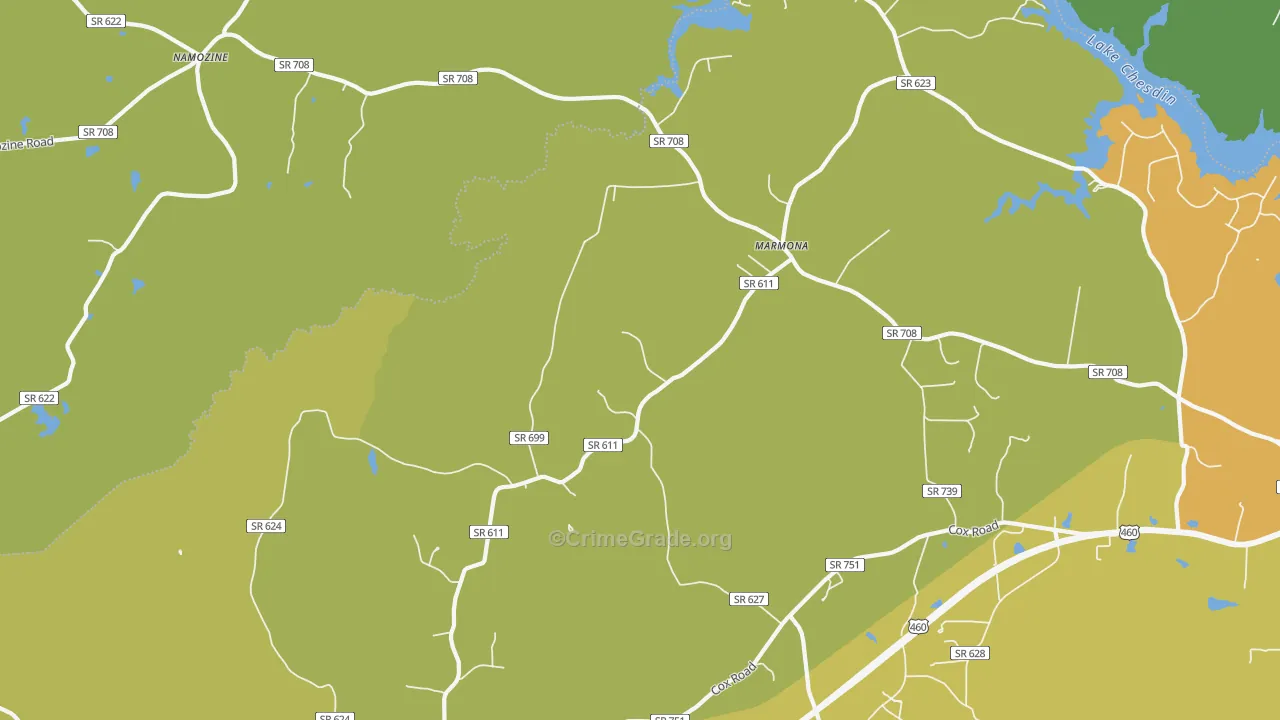 Five Forks, VA Map of Vandalism Rates