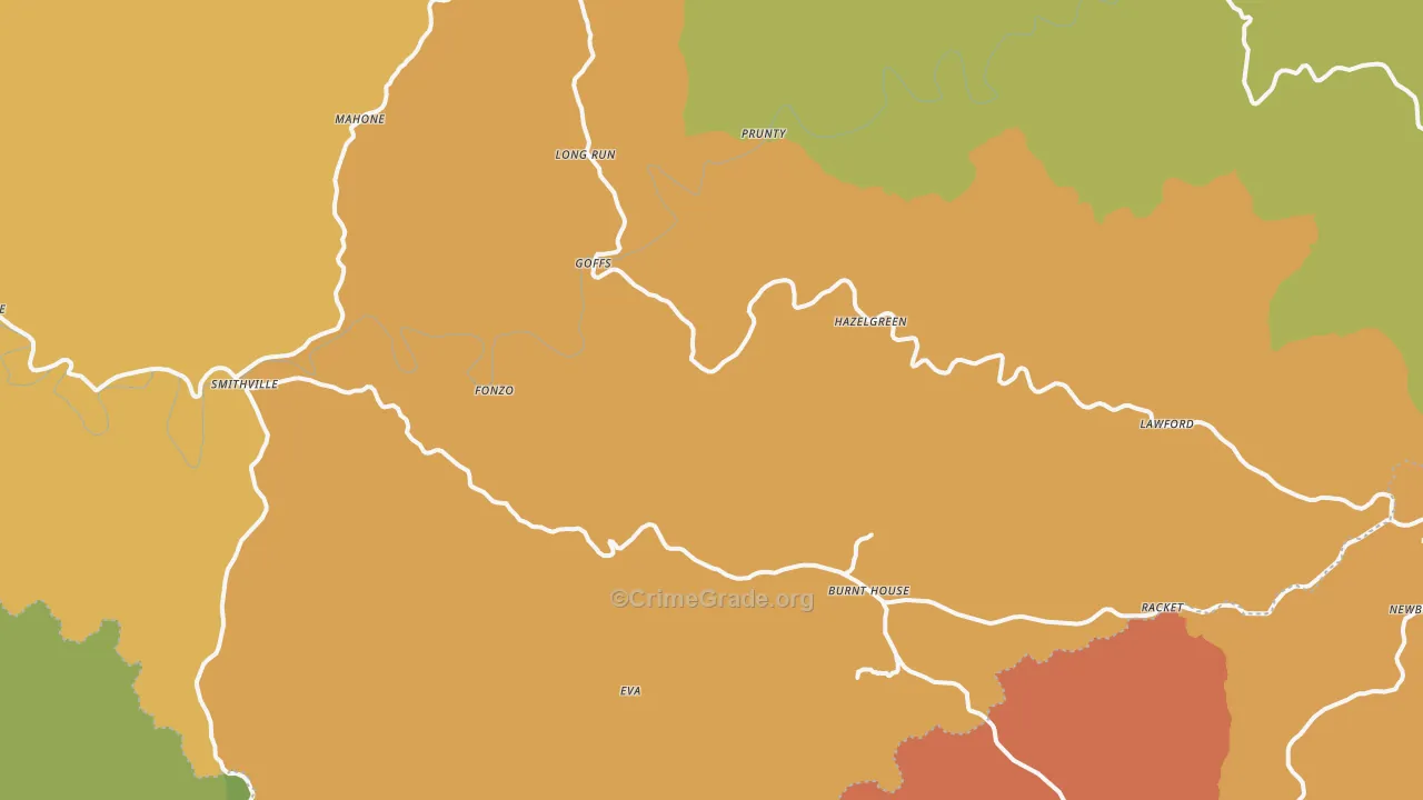 Five Forks, WV Map of Vandalism Rates