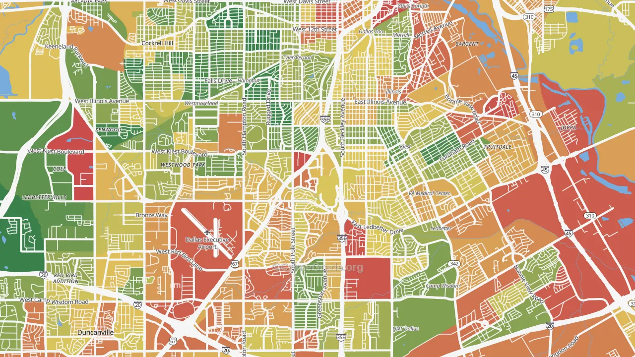 Five Mile Creek, Dallas, TX Map of Vandalism Rates