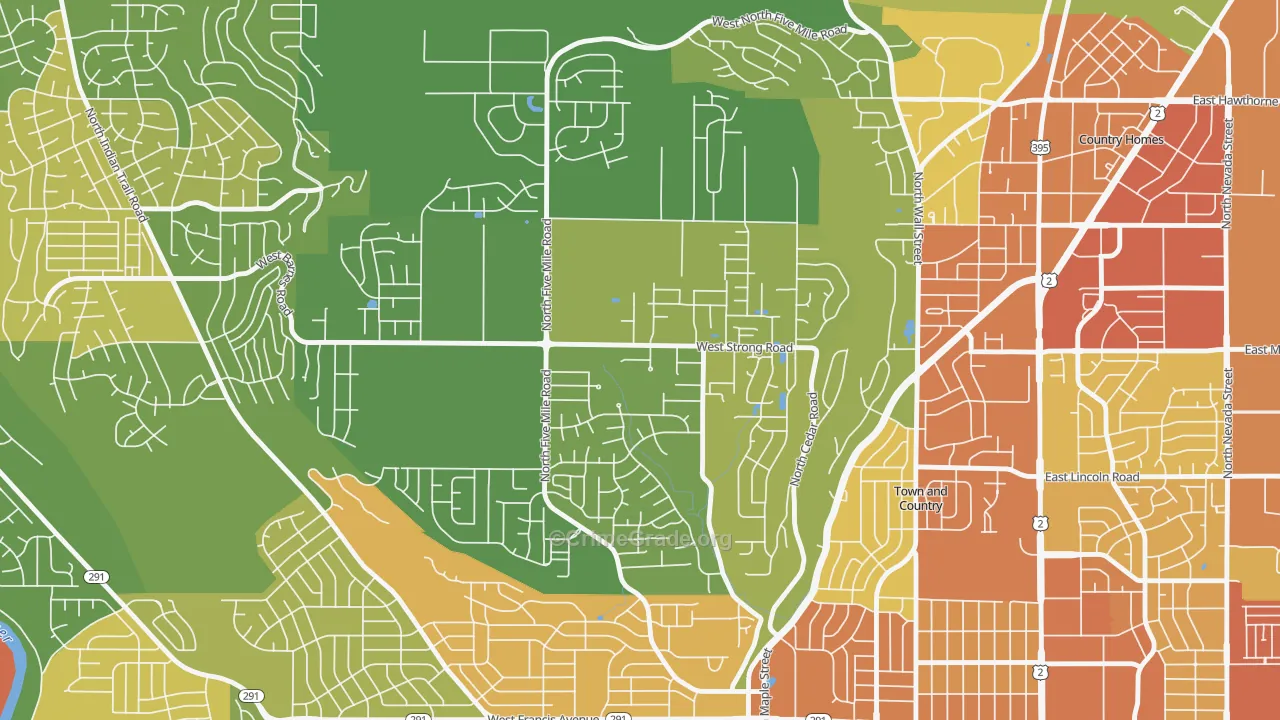 Five Mile Prairie, Spokane, WA Map of Vandalism Rates
