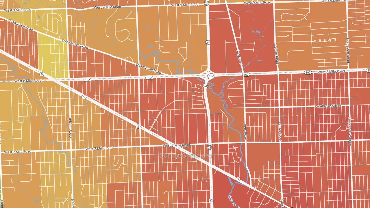 Five Points, Detroit, MI Map of Vandalism Rates