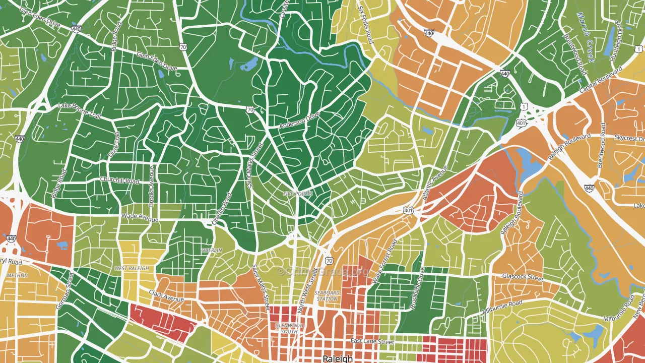 Five Points, Raleigh, NC Map of Vandalism Rates