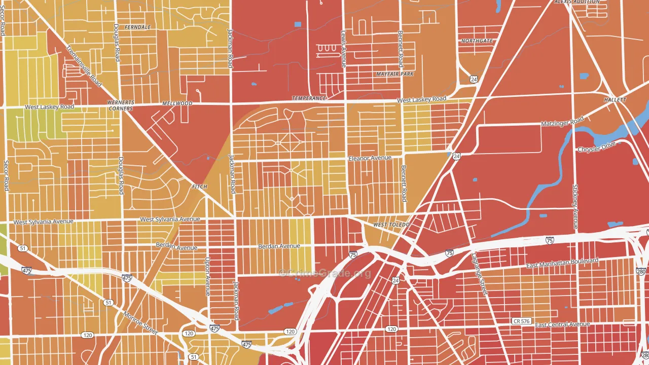 Five Points, Toledo, OH Map of Vandalism Rates