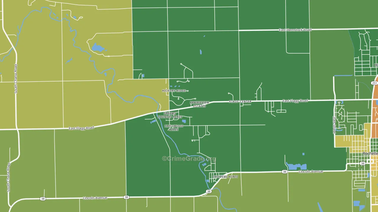 Flagg Center, IL Map of Vandalism Rates