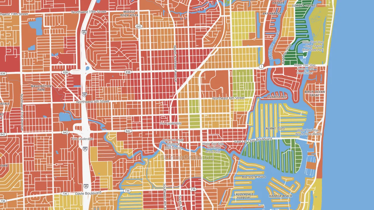 Flagler Heights, Fort Lauderdale, FL Map of Vandalism Rates