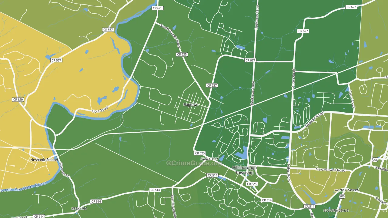 Flagtown, NJ Map of Vandalism Rates