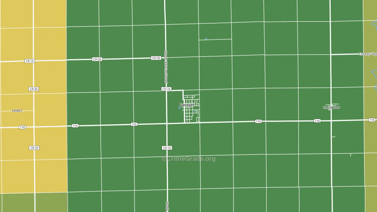 Flanagan, IL Map of Vandalism Rates