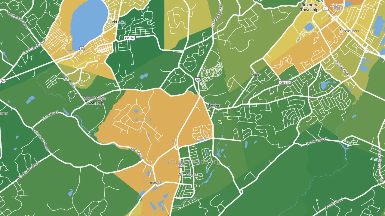 Flanders, NJ Map of Vandalism Rates