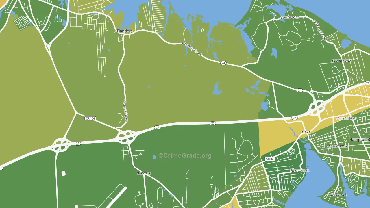 Flanders, NY Map of Vandalism Rates