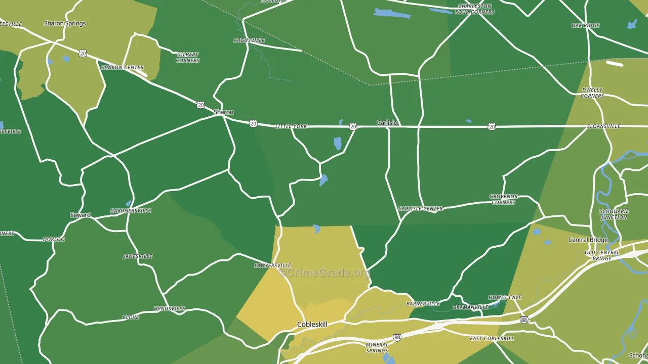 Flat Creek, NY Map of Vandalism Rates