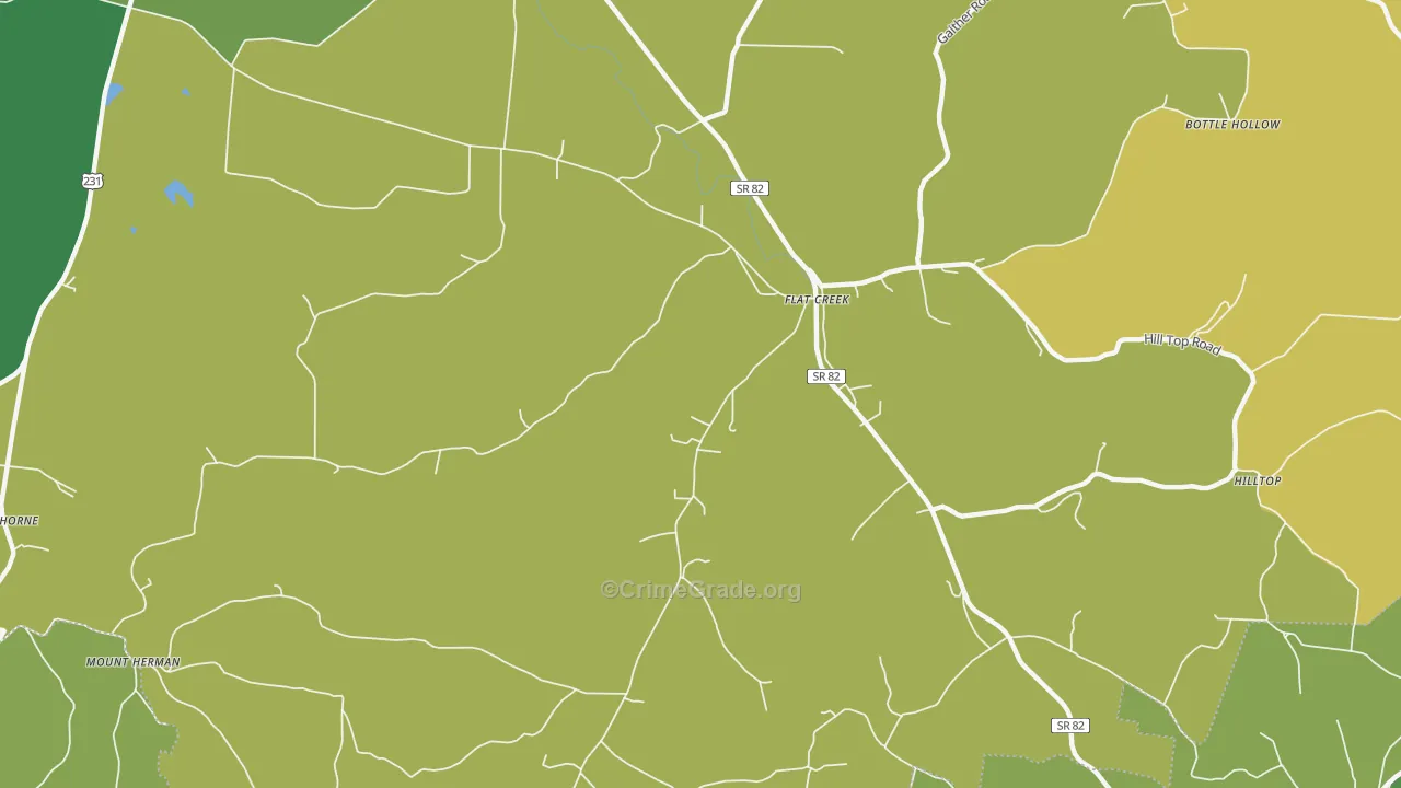 Flat Creek, TN Map of Vandalism Rates