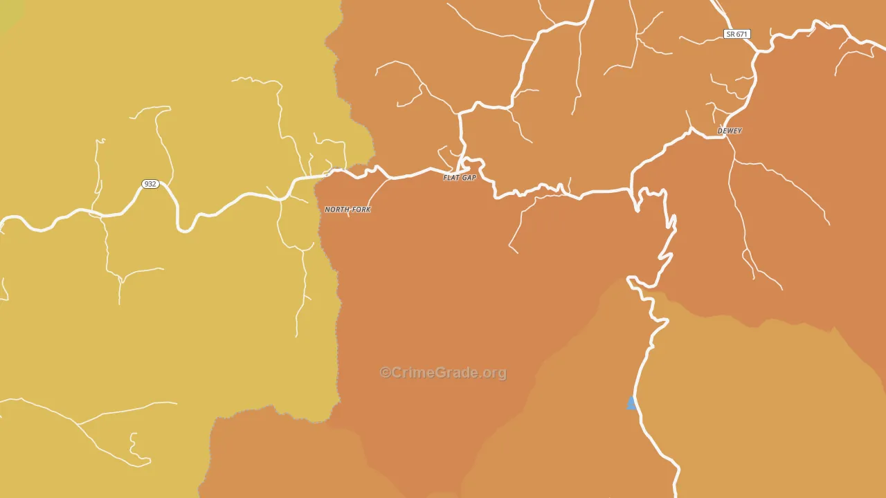 Flat Gap, VA Map of Vandalism Rates