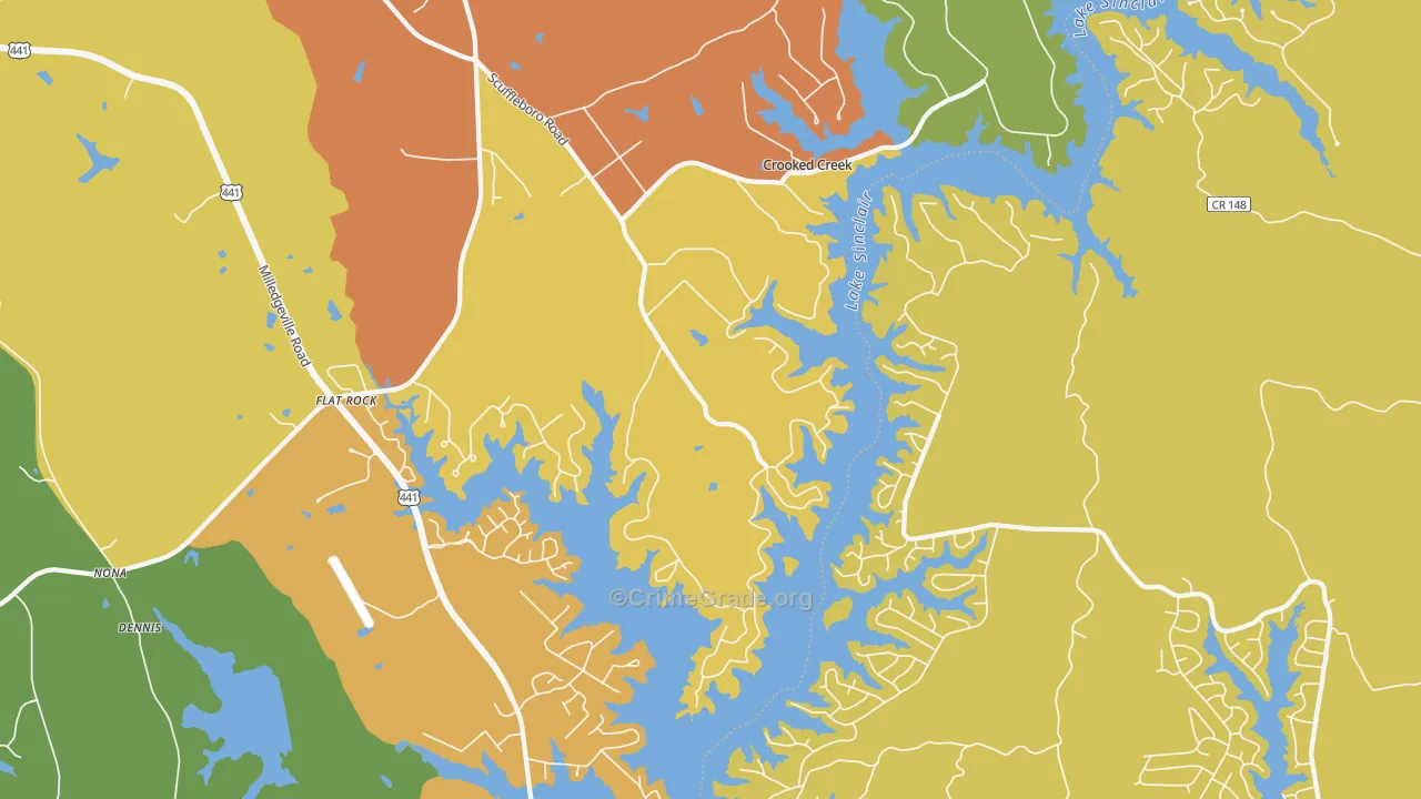 Flat Rock, GA Map of Vandalism Rates