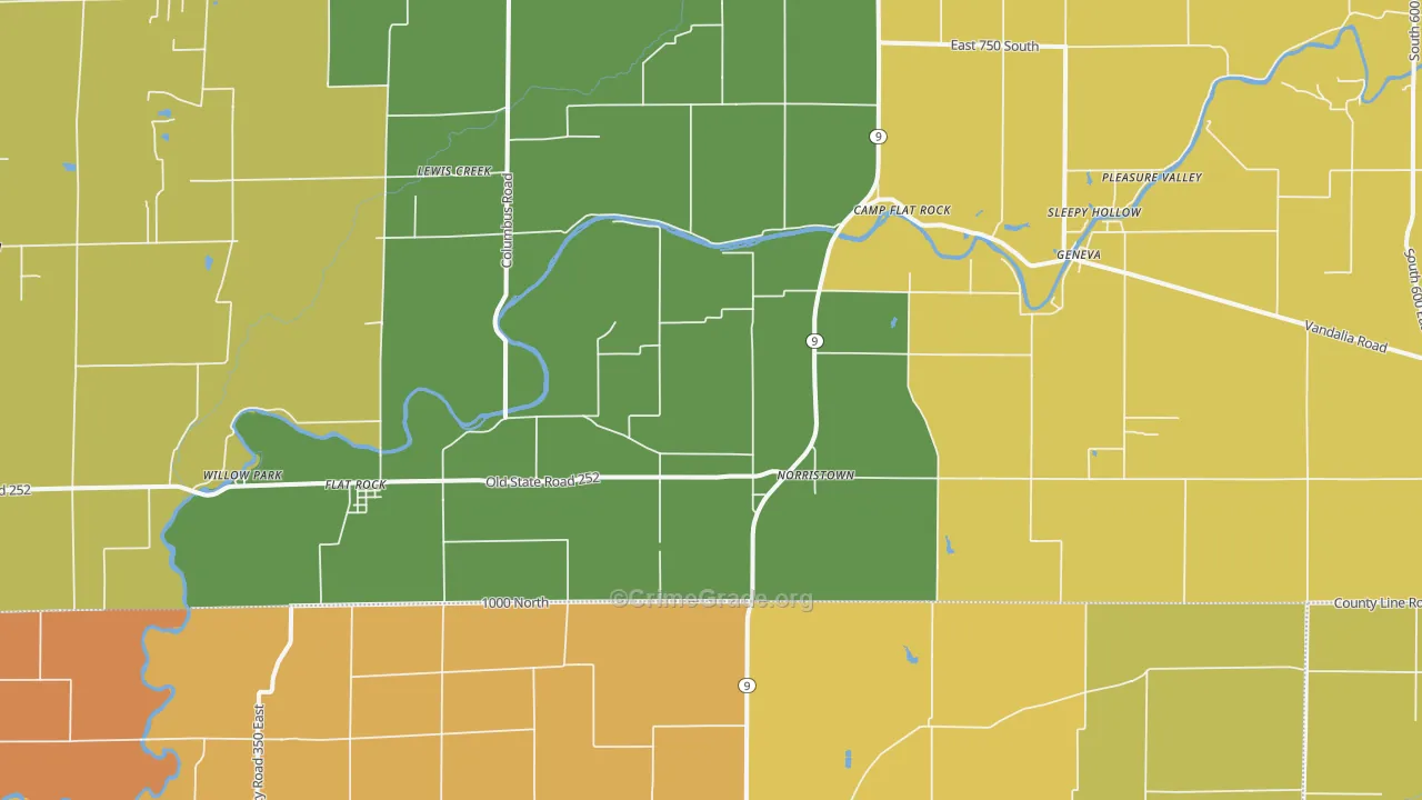 Flat Rock, IN Map of Vandalism Rates