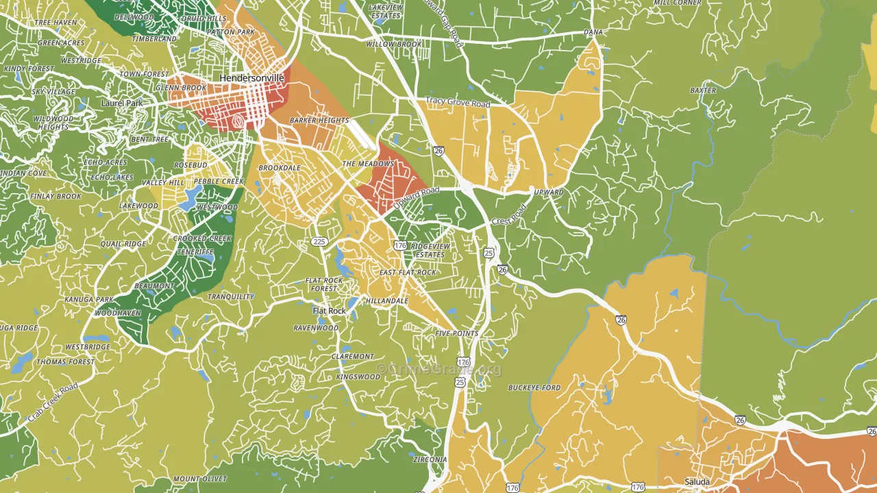 Flat Rock, NC Map of Vandalism Rates