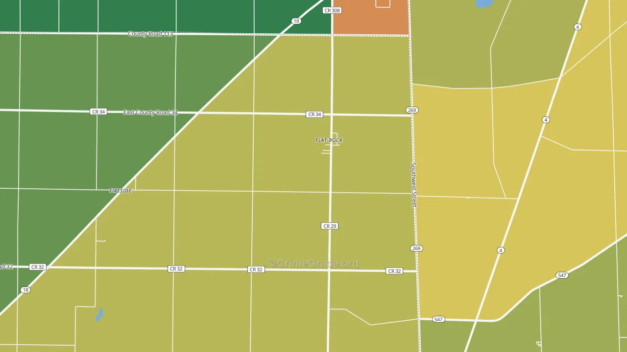 Flat Rock, OH Map of Vandalism Rates