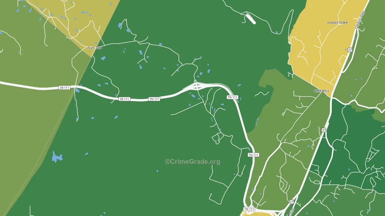 Flat Top Mountain, TN Map of Vandalism Rates